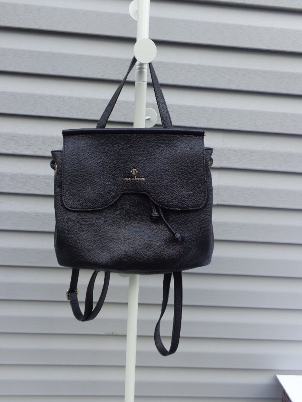Nanette Lepore Arabelle Black Leather Convertible Backpack/Crossbody bag